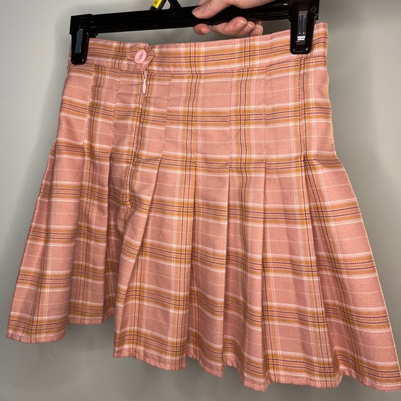 Fei Li Lai | Pink Plaid Skirt Pleated Short Mini - Picture 2 of 3